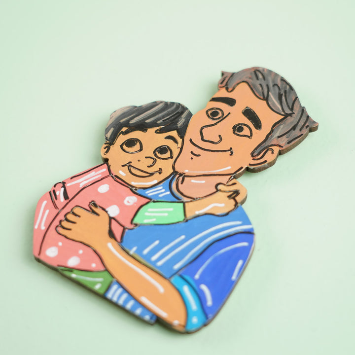 Personalized Hug Theme MDF Wood Fridge Magnet For Fathers