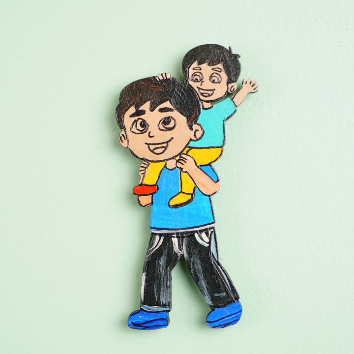 Personalized Dad & Son Theme MDF Wood Fridge Magnet For Fathers