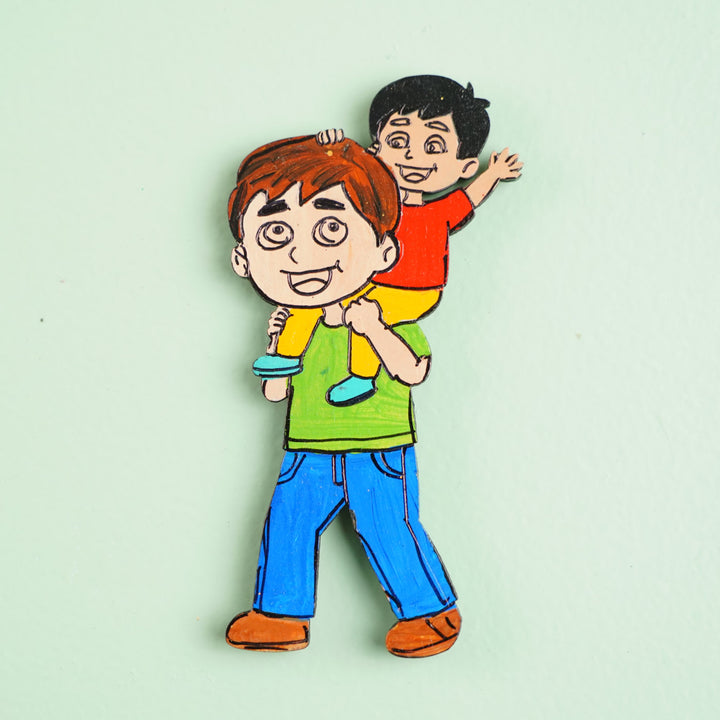 Personalized Dad & Son Theme MDF Wood Fridge Magnet For Fathers