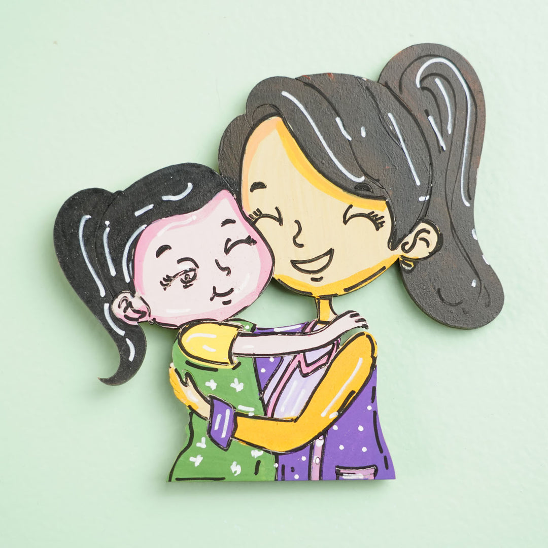 Personalized Mom & Daughter Theme MDF Wood Fridge Magnet For Mothers