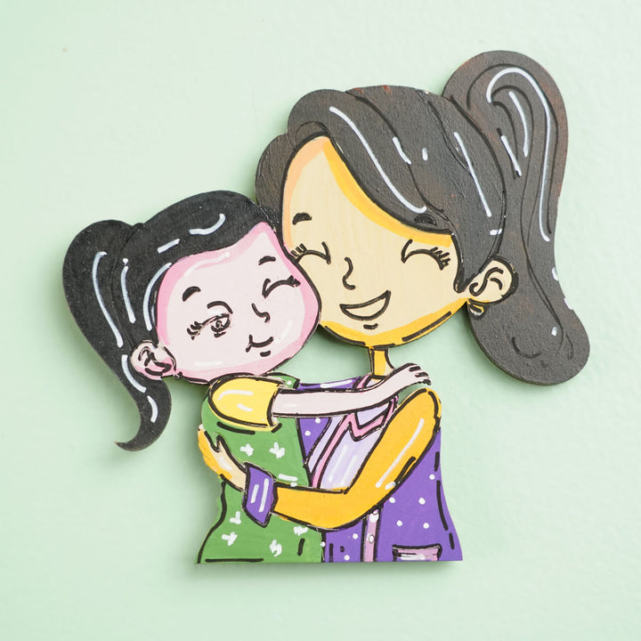 Personalized Mom & Daughter Theme MDF Wood Fridge Magnet For Mothers