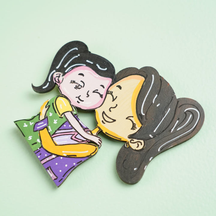 Personalized Mom & Daughter Theme MDF Wood Fridge Magnet For Mothers