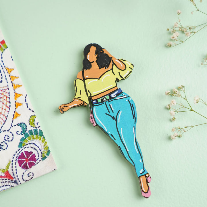 Personalized Hand-painted Beauty Theme MDF Wood Fridge Magnet