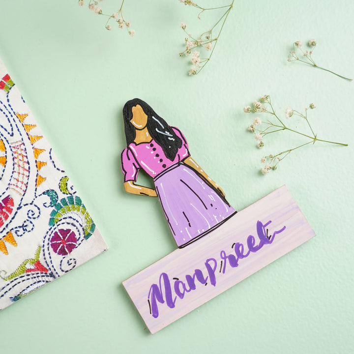 Personalized Hand-painted Cute Girl Theme MDF Wood Fridge Magnet
