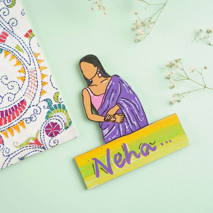 Personalized Hand-painted Ethnic Love Theme MDF Wood Fridge Magnet