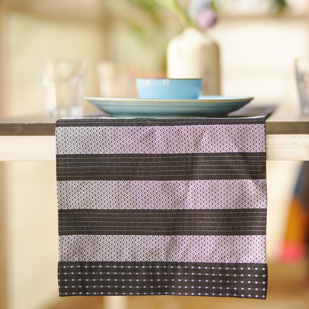 Handmade Stripe Design Khunn Fabric Cotton Table Runner | 12 x 60 Inch