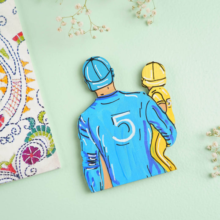 Personalized Cricket Theme MDF Wood Fridge Magnet For Fathers