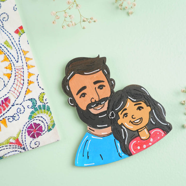 Personalized Dad & Daughter Theme MDF Wood Fridge Magnet For Fathers