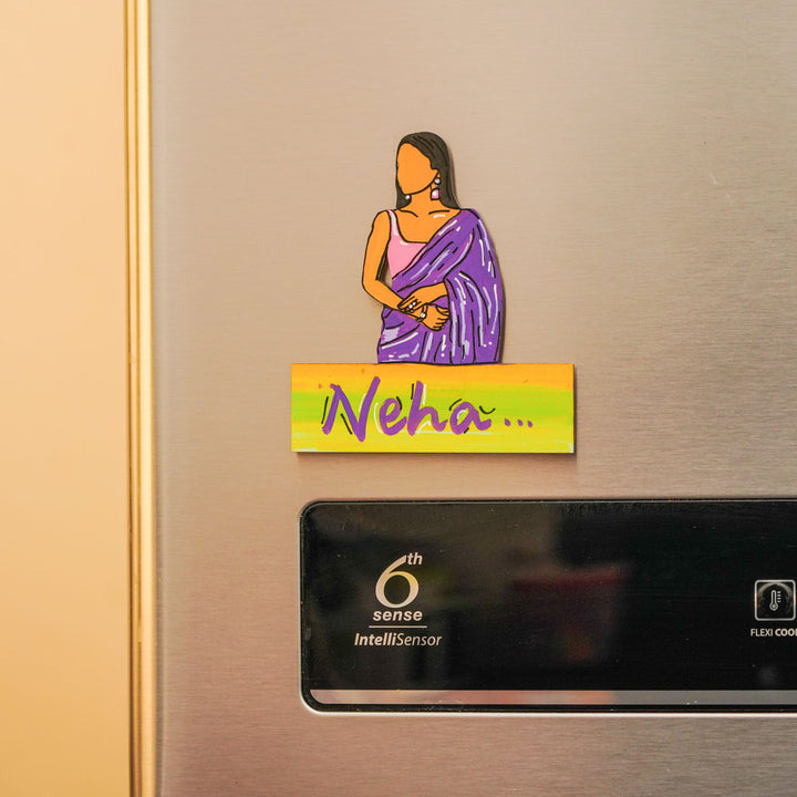 Personalized Hand-painted Ethnic Love Theme MDF Wood Fridge Magnet