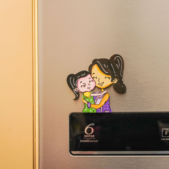 Personalized Mom & Daughter Theme MDF Wood Fridge Magnet For Mothers