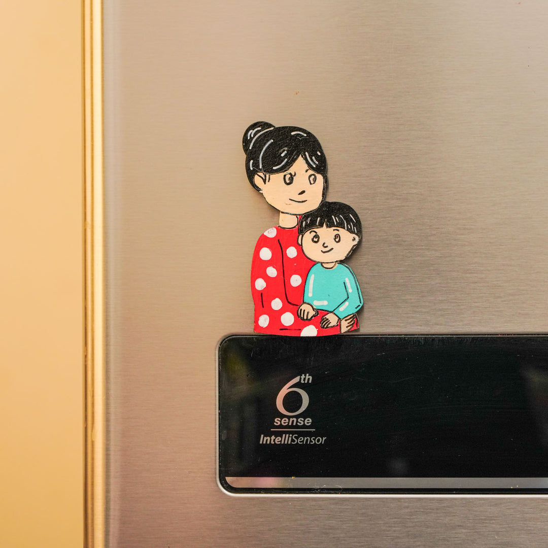 Personalized Mom & Son Theme MDF Wood Fridge Magnet For Mothers