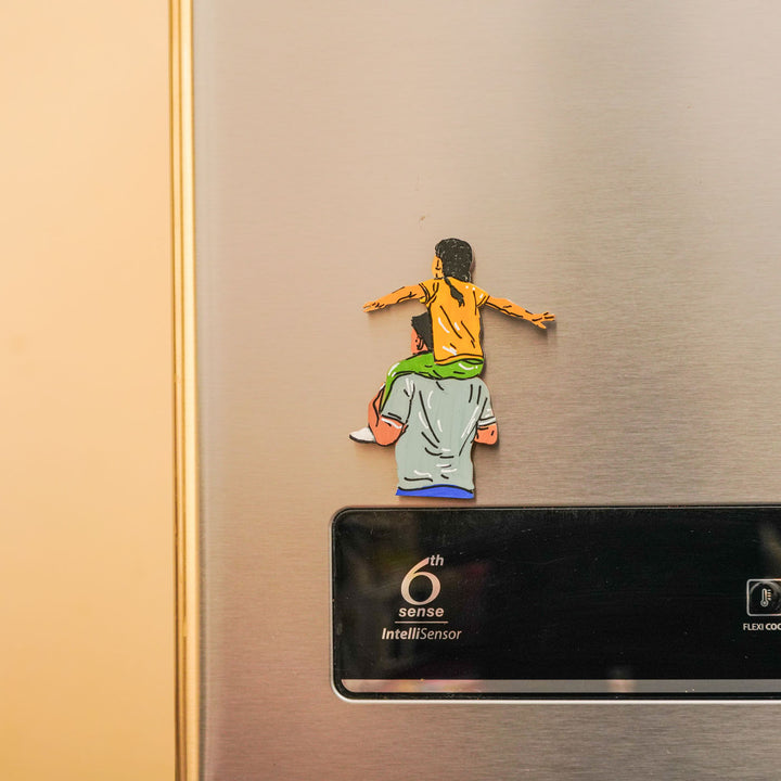 Personalized Cute Dad & Daughter Theme MDF Wood Fridge Magnet For Fathers
