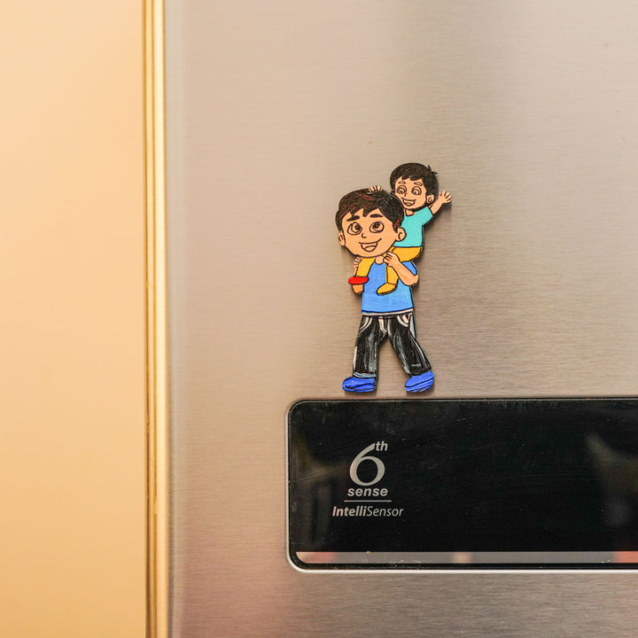 Personalized Dad & Son Theme MDF Wood Fridge Magnet For Fathers