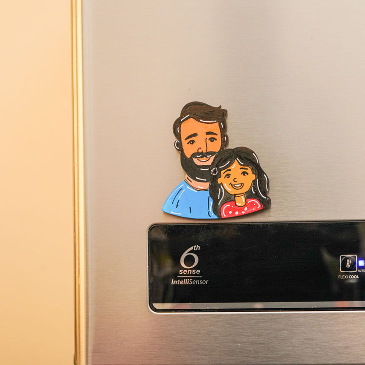 Personalized Dad & Daughter Theme MDF Wood Fridge Magnet For Fathers