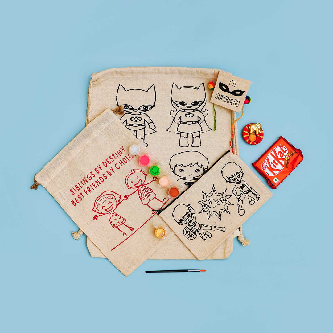 Eco-Friendly Fabric Painting DIY Rakhi Hamper With Rice & Roli