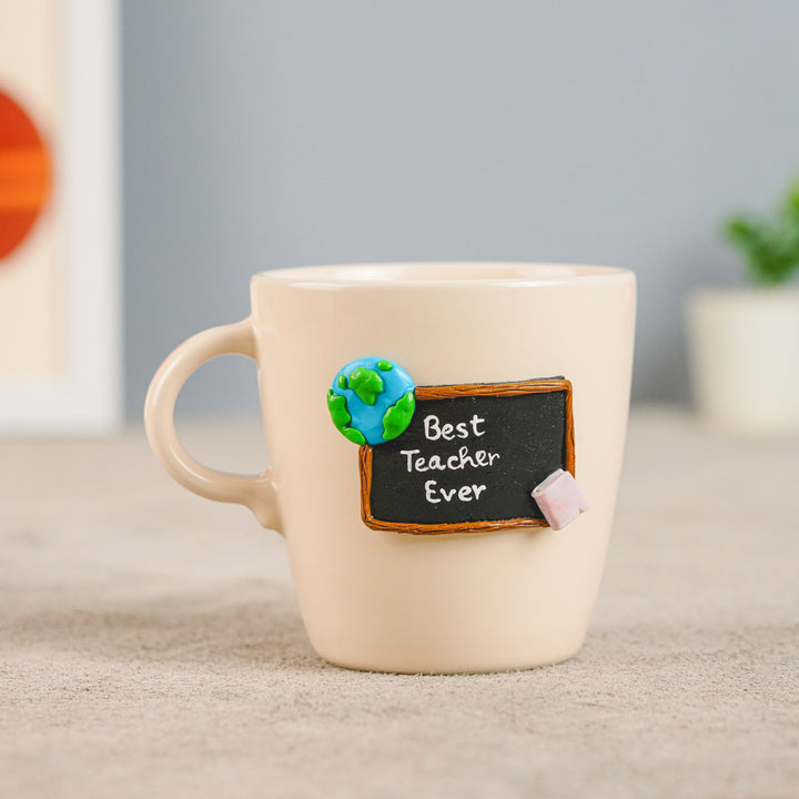 Personalized Hand-Painted Polymer Clay Best Teacher Theme Ceramic Mug