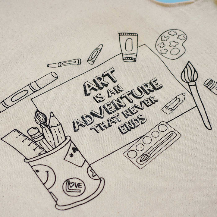 Eco Friendly Fabric Painting Diy Rakhi Hamper With Rice Roli 4 - Close-up of Canvas Apron Design