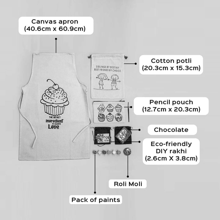 Eco Friendly Fabric Painting Diy Rakhi Hamper With Rice Roli 4 - Labeled Dimensions and Accessories Layout