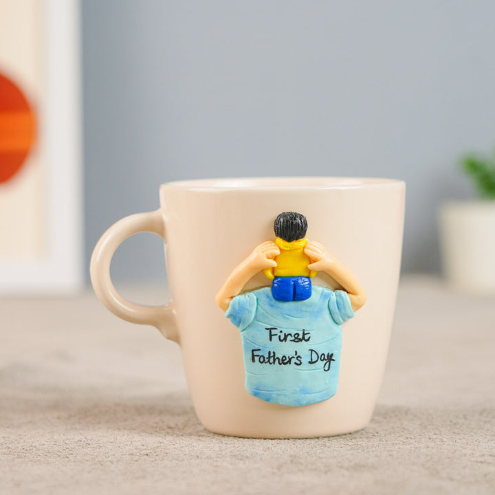 Personalized Hand-Painted Polymer Clay Father's Day Theme Ceramic Mug