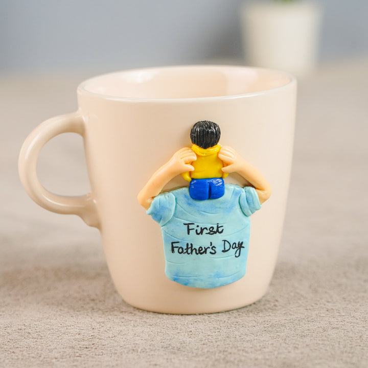 Personalized Hand-Painted Polymer Clay Father's Day Theme Ceramic Mug