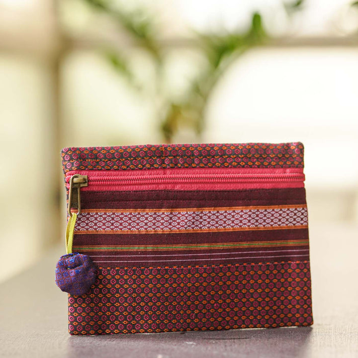 Assorted Cotton Khunn Purse With Floral Charm | Set Of 4