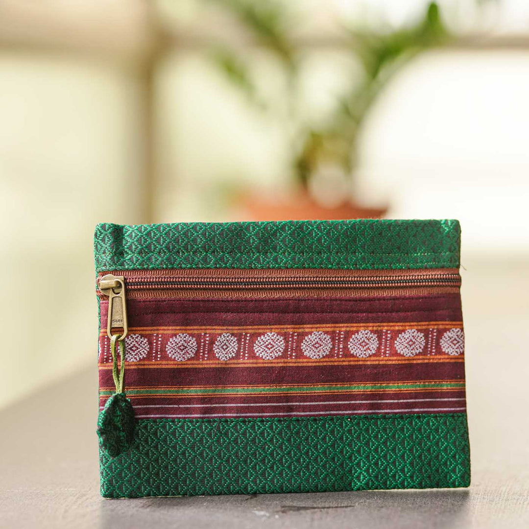 Assorted Cotton Khunn Purse With Floral Charm | Set Of 4