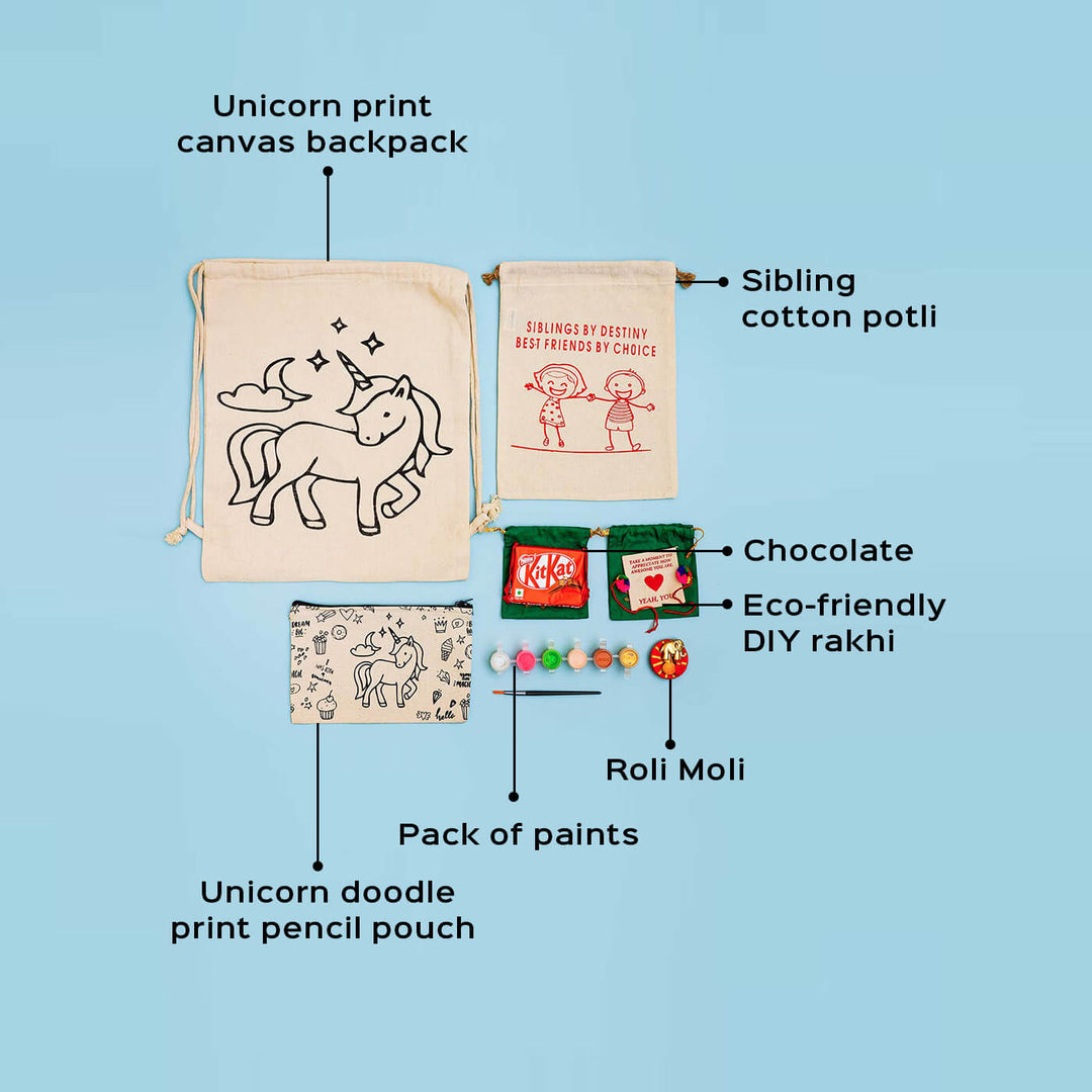 Eco-Friendly Fabric Painting DIY Rakhi Hamper With Rice & Roli