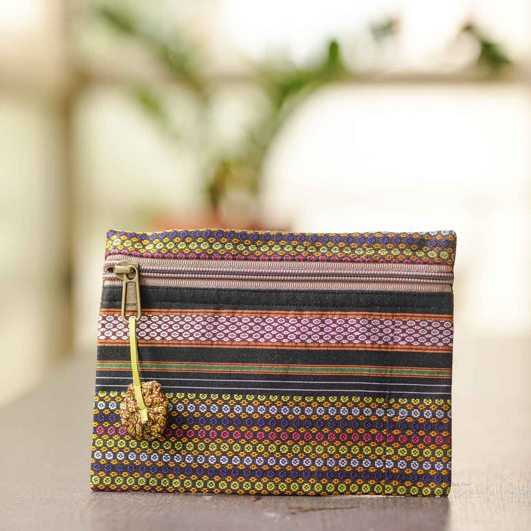 Assorted Cotton Khunn Purse With Floral Charm | Set Of 4