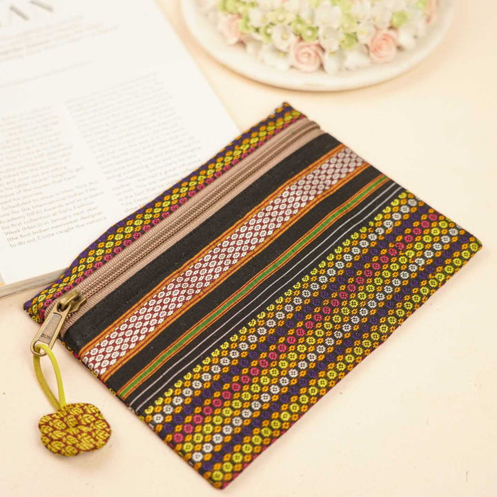 Assorted Cotton Khunn Purse With Floral Charm | Set Of 4
