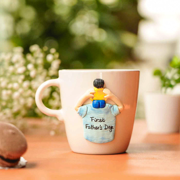 Personalized Hand-Painted Polymer Clay Father's Day Theme Ceramic Mug