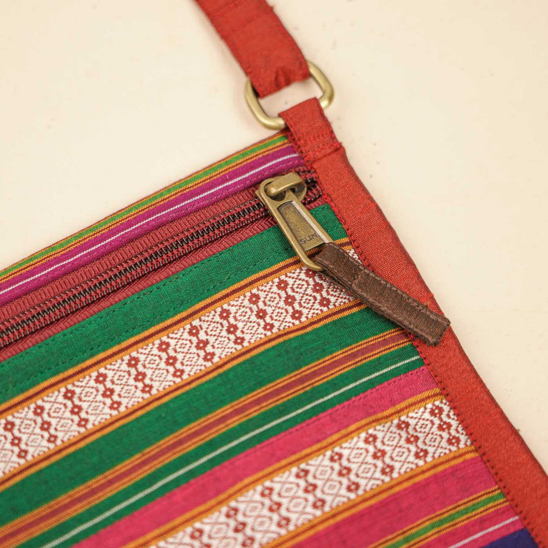 Handmade Traditional Indian Textiles Design Khunn Fabric Cotton Sling Bag