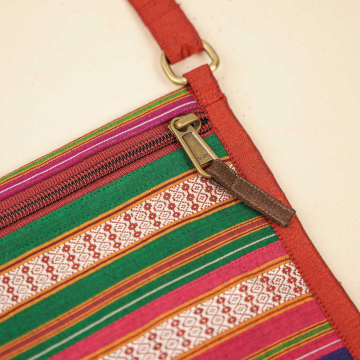 Handmade Traditional Indian Textiles Design Khunn Fabric Cotton Sling Bag