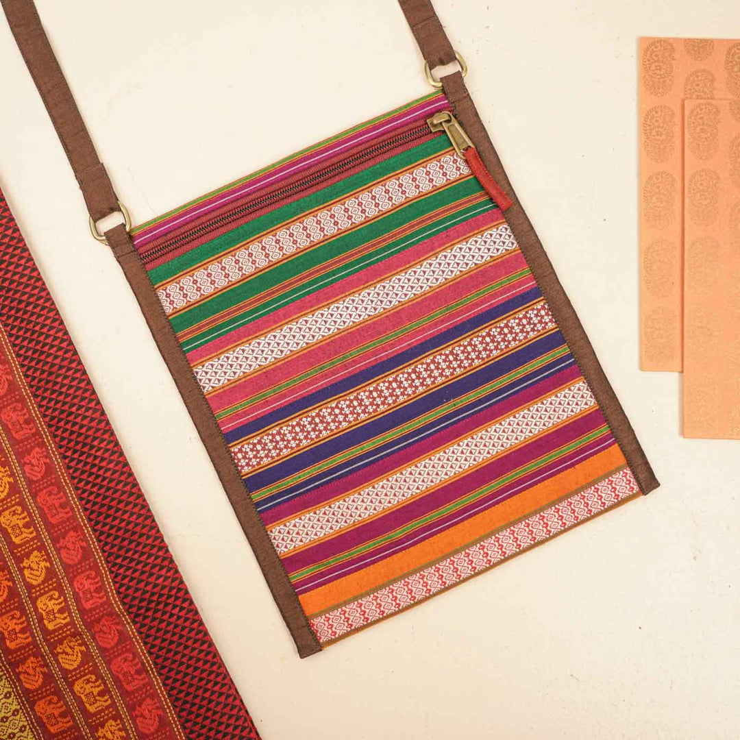 Handmade Traditional Indian Textiles Design Khunn Fabric Cotton Sling Bag