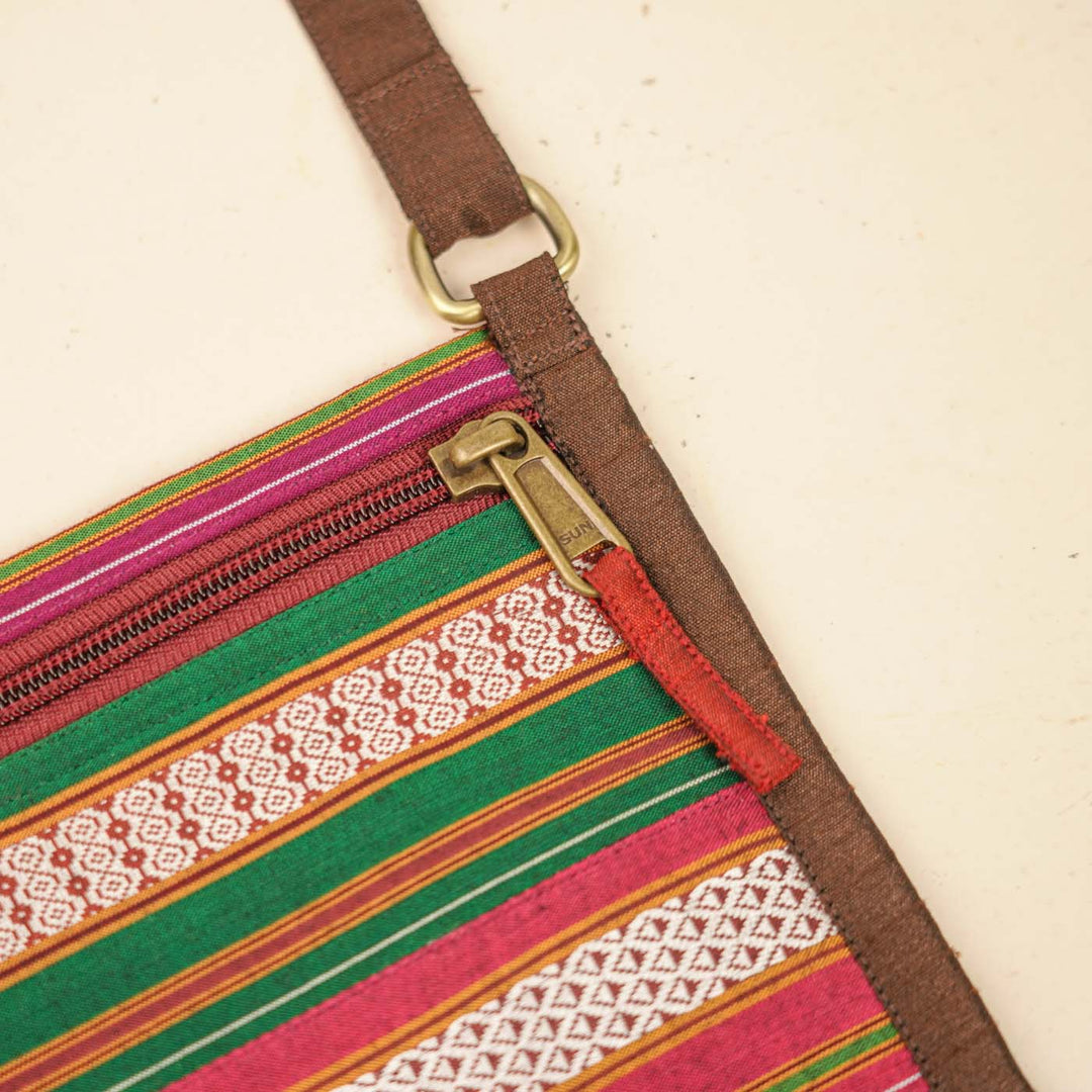 Handmade Traditional Indian Textiles Design Khunn Fabric Cotton Sling Bag