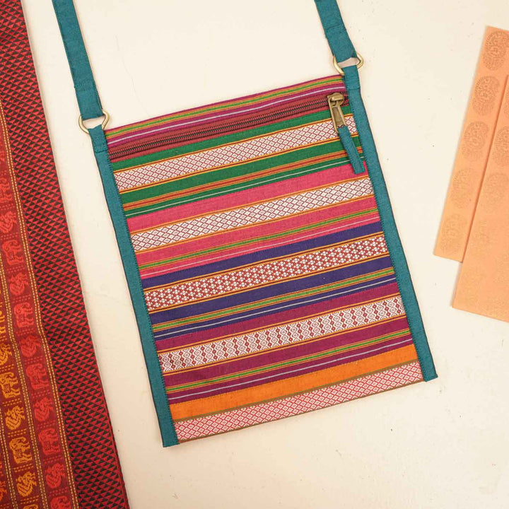 Handmade Traditional Indian Textiles Design Khunn Fabric Cotton Sling Bag