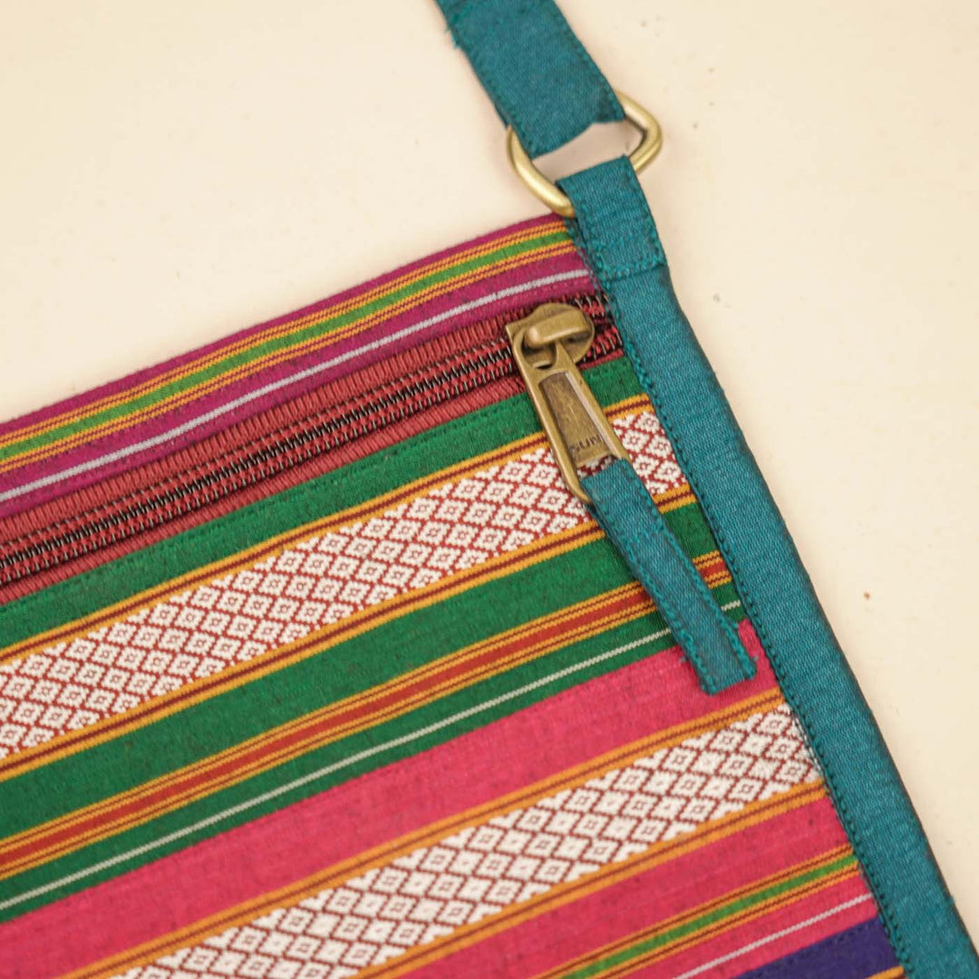 Handmade Traditional Indian Textiles Design Khunn Fabric Cotton Sling Bag