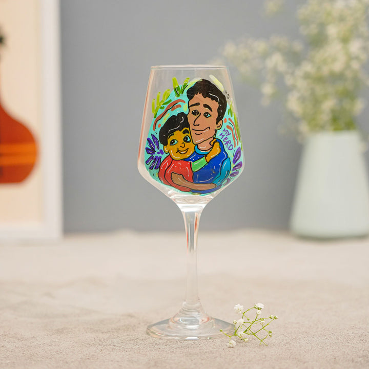 Personalized Dad Theme Wine Glass For Fathers