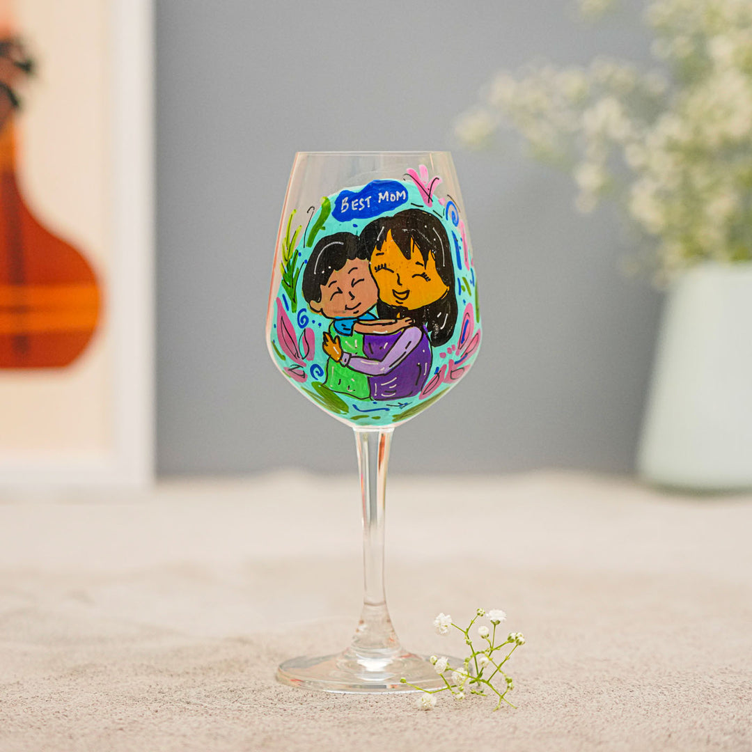 Personalized Best Mom Theme Wine Glass For Mothers