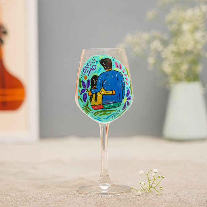 Personalized Best Dad Theme Wine Glass For Fathers