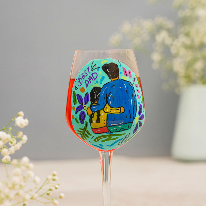 Personalized Best Dad Theme Wine Glass For Fathers