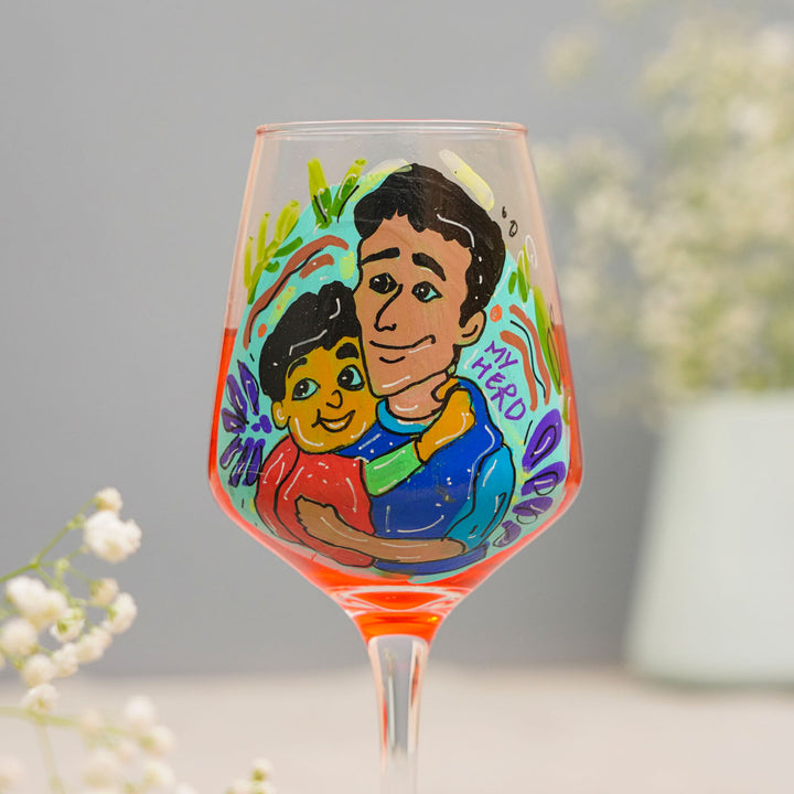 Personalized Dad Theme Wine Glass For Fathers