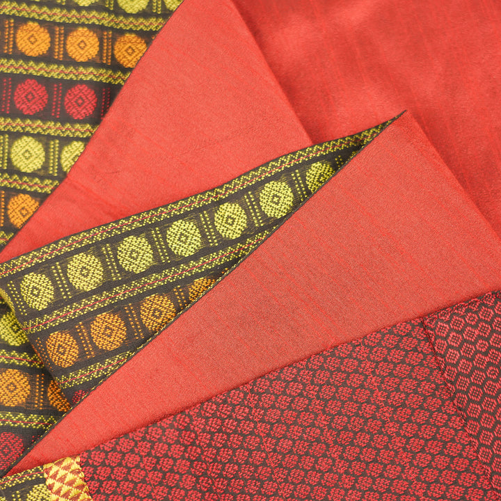 Handmade Colorful Rudraksha Design Khunn Fabric Cotton Table Runner | 13 x 60 Inch