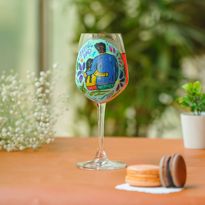 Personalized Best Dad Theme Wine Glass For Fathers