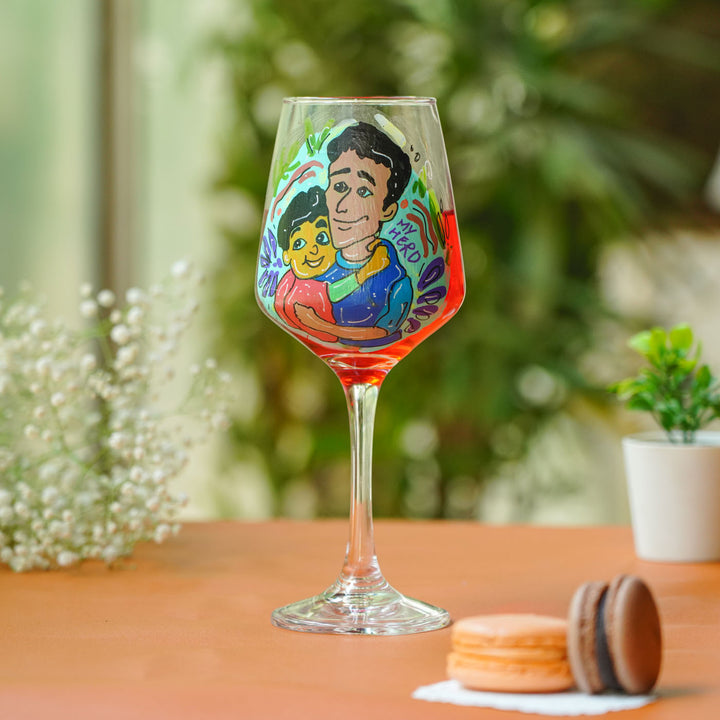 Personalized Dad Theme Wine Glass For Fathers
