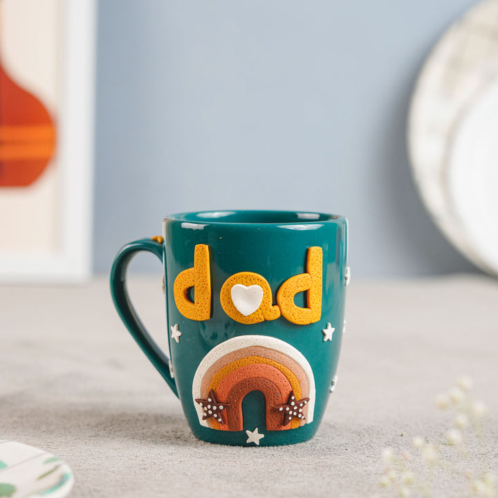 Polymer Clay Star And Rainbow Theme Ceramic Mug For Fathers