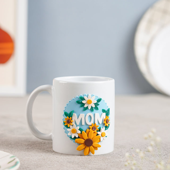 Polymer Clay Floral Theme Ceramic Mug For Mothers