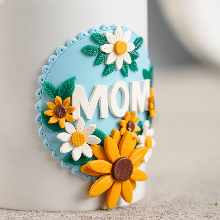Polymer Clay Floral Theme Ceramic Mug For Mothers