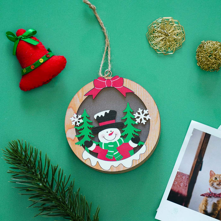 Handmade Shimmer Sphere Wooden Ornaments With Lights For Christmas Tree Decoration