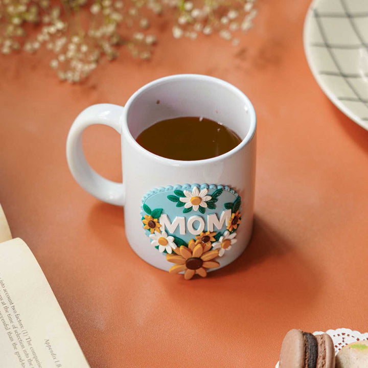 Polymer Clay Floral Theme Ceramic Mug For Mothers