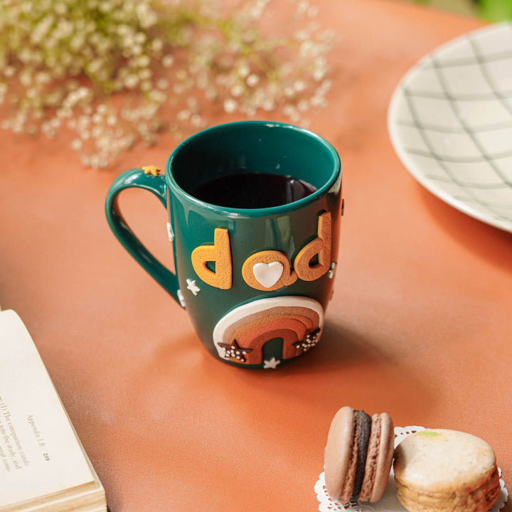 Polymer Clay Star And Rainbow Theme Ceramic Mug For Fathers